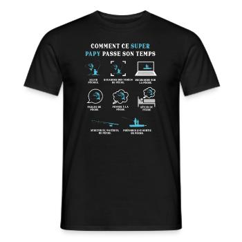 Papy Pêcheur Pêche Humour Peche - T-shirt homme - noir - Devant - AI Model Male 178 light (178cm)