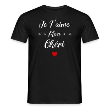 je t'aime mon Chéri - T-shirt homme - noir - Devant - AI Model Male 178 light (178cm)