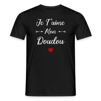 je t'aime mon Doudou - T-shirt homme - noir - Devant - AI Model Male 178 light (178cm)