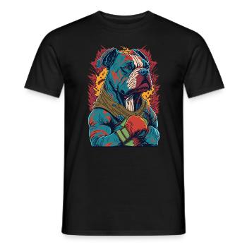 Hund mit Boxhandschuhen - Boxer Illustration - Männer T-Shirt - Schwarz - Vorne - AI Model Male 178 light (178cm)