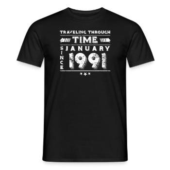 Vintage Zeitreise Geburtstags Design Januar 1991 - Männer T-Shirt - Schwarz - Vorne - AI Model Male 178 light (178cm)