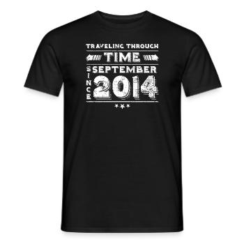 Vintage Time Travel anniversaire Design septembre 201 - T-shirt homme - noir - Devant - AI Model Male 178 light (178cm)