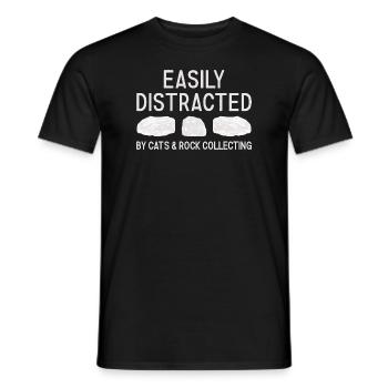 Collectionneur de roches, chats distraits et collecte de roches - T-shirt homme - noir - Devant - AI Model Male 178 light (178cm)