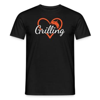 Griller Heart Grilling - Men's T-Shirt - black - Front - AI Model Male 178 light (178cm)
