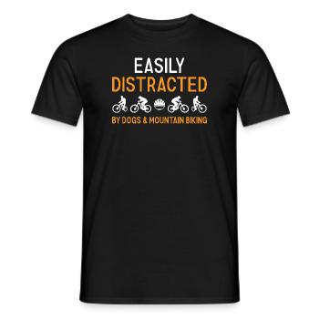 Biker Distracted By Dogs And Mountain Biking - Men's T-Shirt - black - Front - AI Model Male 178 light (178cm)