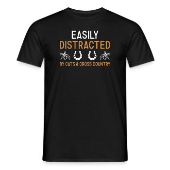 Rider Easily Distracted By Cats And Cross Country - Men's T-Shirt - black - Front - AI Model Male 178 light (178cm)