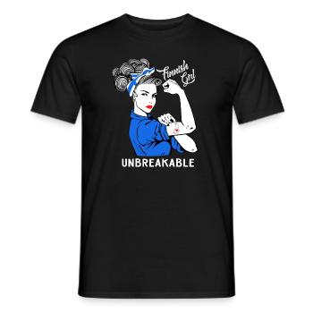 Fille finlandaise incassable - T-shirt homme - noir - Devant - AI Model Male 178 light (178cm)
