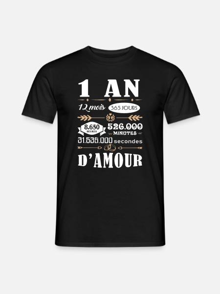 1 an de mariage - T-shirt homme - noir