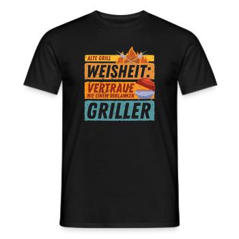 Grillspruch Weisheit | Lustiges Spruch BBQ Barbecu - Männer T-Shirt - Schwarz - Vorne - AI Model Male 178 light (178cm)
