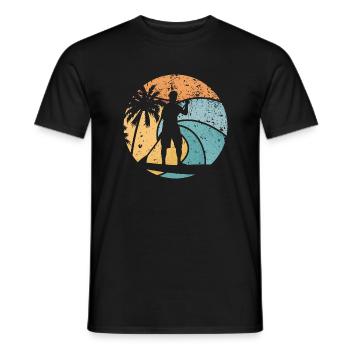 Retro SUP Stand-Up-Paddling Sonnenuntergang Gesche - Männer T-Shirt - Schwarz - Vorne - AI Model Male 178 light (178cm)