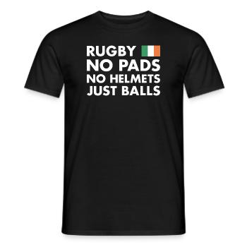Rugby Pas de coussinets pas de casques juste des ballons Irlande Rugby - T-shirt homme - noir - Devant - AI Model Male 178 light (178cm)