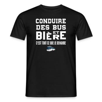 Conduire des bus et bière t-shirt homme humour - T-shirt homme - noir - Devant - AI Model Male 178 light (178cm)