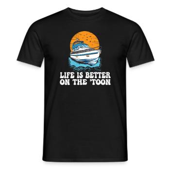 Life Is Better On The 'Toon Pontoon King Boat - Men's T-Shirt - black - Front - AI Model Male 178 light (178cm)
