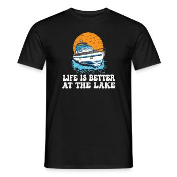Life Is Better At The Lake Motorboat Owner - Men's T-Shirt - black - Front - AI Model Male 178 light (178cm)