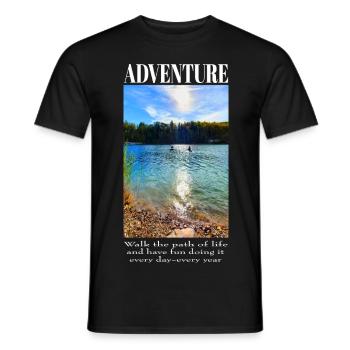 Adventure Life - Canoe Driver on the Lake - Men's T-Shirt - black - Front - AI Model Male 178 light (178cm)