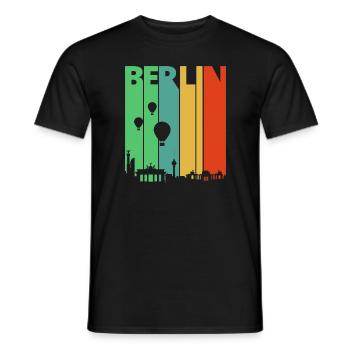 Rétro Berlin.Allemagne. Paysage urbain Skyline. - T-shirt homme - noir - Devant - AI Model Male 178 light (178cm)