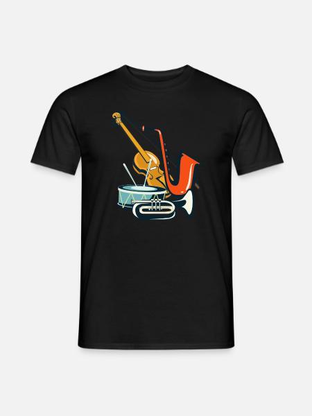 Violin gift music saxophone trumpet drum - Men's T-Shirt - black