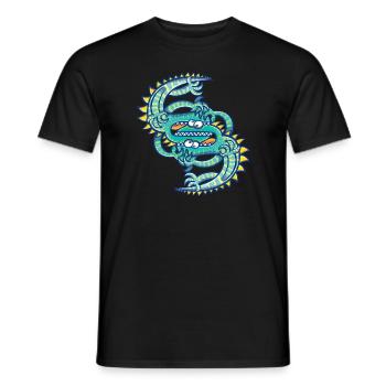 Two lizards face to face in a dangerous fight - Men's T-Shirt - black - Front - AI Model Male 178 light (178cm)