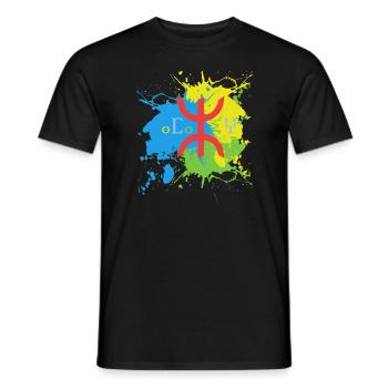 Amazigh Splash Art Design Berber Amazigh Flag - Men's T-Shirt - black - Front - AI Model Male 178 light (178cm)