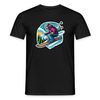 descente ski alpin slalom géant - idée cadeau - T-shirt homme - noir - Devant - AI Model Male 178 light (178cm)