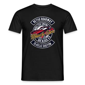 MUSCLE CAR V8 BIG BLOCK VINTAGE RETRO RACE HOT - Men's T-Shirt - black - Front - AI Model Male 178 light (178cm)
