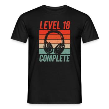 Level 18 Complete 18th Birthday Gamer Gaming - Men's T-Shirt - black - Front - AI Model Male 178 light (178cm)