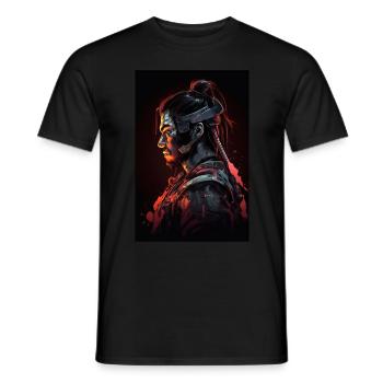 Neon Cyber Samurai Warrior #8 - Männer T-Shirt - Schwarz - Vorne - AI Model Male 178 light (178cm)
