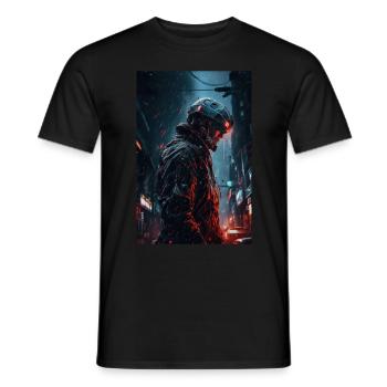 Neon Cyber Future Warrior #4 - Männer T-Shirt - Schwarz - Vorne - AI Model Male 178 light (178cm)