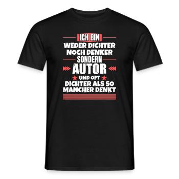 Neither poet nor thinker, but author - Men's T-Shirt - black - Front - AI Model Male 178 light (178cm)