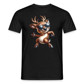 Funny Reindeer Dancing Christmas - Men's T-Shirt - black - Front - AI Model Male 178 light (178cm)
