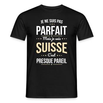 Je ne suis pas parfait mais je suis Suisse - T-shirt homme - noir - Devant - AI Model Male 178 light (178cm)