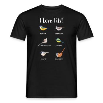 J'adore les seins | Cadeau d'oiseau drôle pour les ornithologues amateurs - T-shirt homme - noir - Devant - AI Model Male 178 light (178cm)