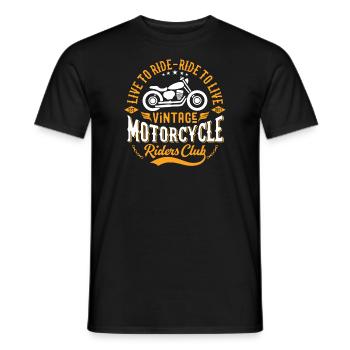 Live To Ride Ride To Live Vintage Rider - T-shirt homme - noir - Devant - AI Model Male 178 light (178cm)