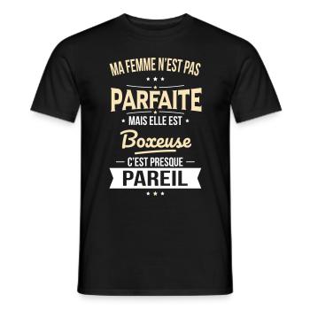 Ma femme n'est pas parfaite mais elle est boxeuse - T-shirt homme - noir - Devant - AI Model Male 178 light (178cm)