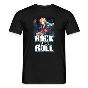 Rockmusik Album Cover - Anime Shirt - Männer T-Shirt - Schwarz - Vorne - AI Model Male 178 light (178cm)