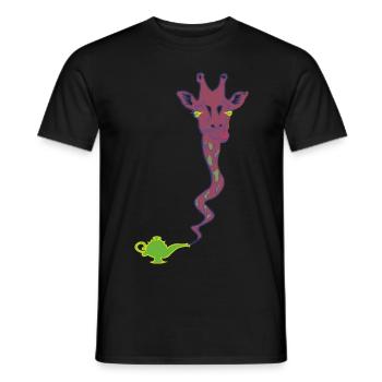 Wunderaffe - lampe magique avec cadeau girafe - T-shirt homme - noir - Devant - AI Model Male 178 light (178cm)