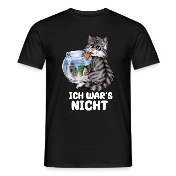Ich war's nicht Niedliche Katze Fisch Geschenk - Männer T-Shirt - Schwarz - Vorne - AI Model Male 178 light (178cm)