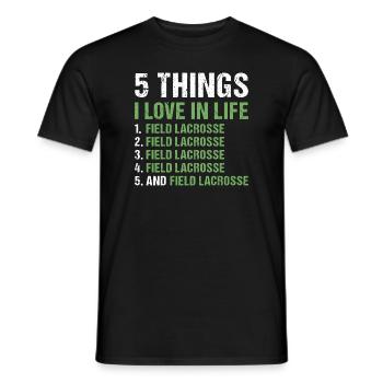 Sport 5 choses que j’aime dans la vie La crosse au champ - T-shirt homme - noir - Devant - AI Model Male 178 light (178cm)