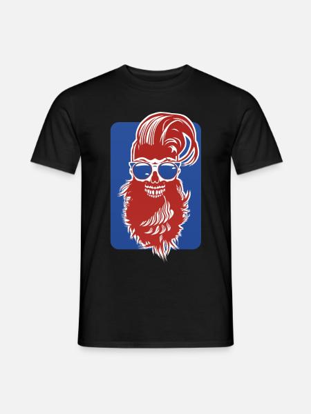 Kopf des Todes Hipster bärtiger Schädel Kran Design Fant - Männer T-Shirt - Schwarz