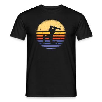 Sport Retro Sunset Cricket - Men's T-Shirt - black - Front - AI Model Male 178 light (178cm)