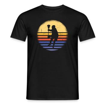 Sport Retro Sunset Lacrosse - Männer T-Shirt - Schwarz - Vorne - AI Model Male 178 light (178cm)