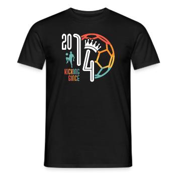 9ème anniversaire footballeur 9 années Né en 2014 - T-shirt homme - noir - Devant - AI Model Male 178 light (178cm)