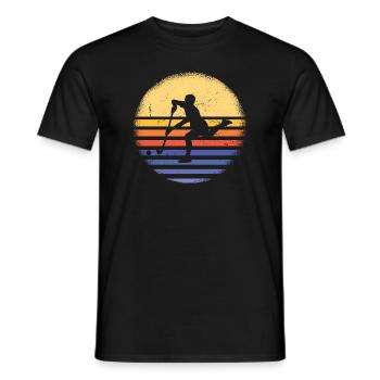 Sport Retro Sunset Hockey - Männer T-Shirt - Schwarz - Vorne - AI Model Male 178 light (178cm)