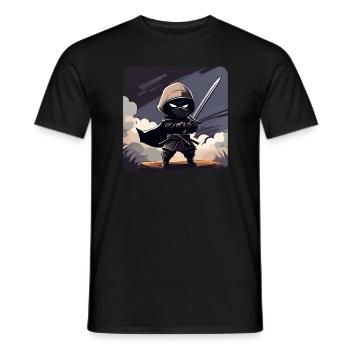 Mysterious ninja with katana sword - Men's T-Shirt - black - Front - AI Model Male 178 light (178cm)