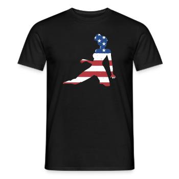 Gymnast Us Flag Rhythmic Gymnastics - Men's T-Shirt - black - Front - AI Model Male 178 light (178cm)