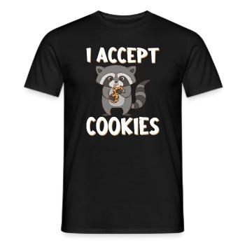 Raccoon with biscuits and saying. I Accept Cookies. - Men's T-Shirt - black - Front - AI Model Male 178 light (178cm)