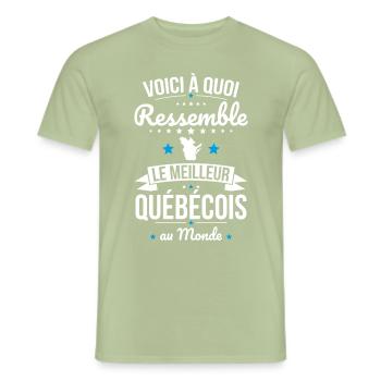 Voici à quoi ressemble le meilleur Québécois - T-shirt homme - vert sauge - Devant - AI Model Male 178 light (178cm)