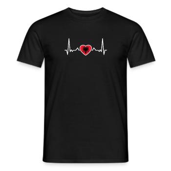 Albania Heartbeat Albanian Flag Albanians - Men's T-Shirt - black - Front - AI Model Male 178 light (178cm)
