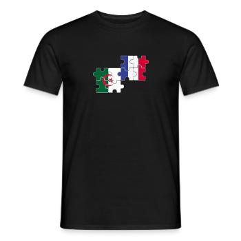 Albanien Frankreich Herzschlag Flagge Albaner - Männer T-Shirt - Schwarz - Vorne - AI Model Male 178 light (178cm)