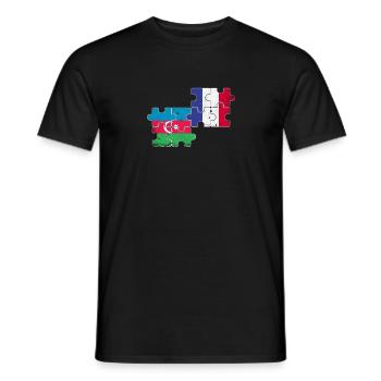 Aserbaidschan Frankreich Vintage Flagge - Männer T-Shirt - Schwarz - Vorne - AI Model Male 178 light (178cm)